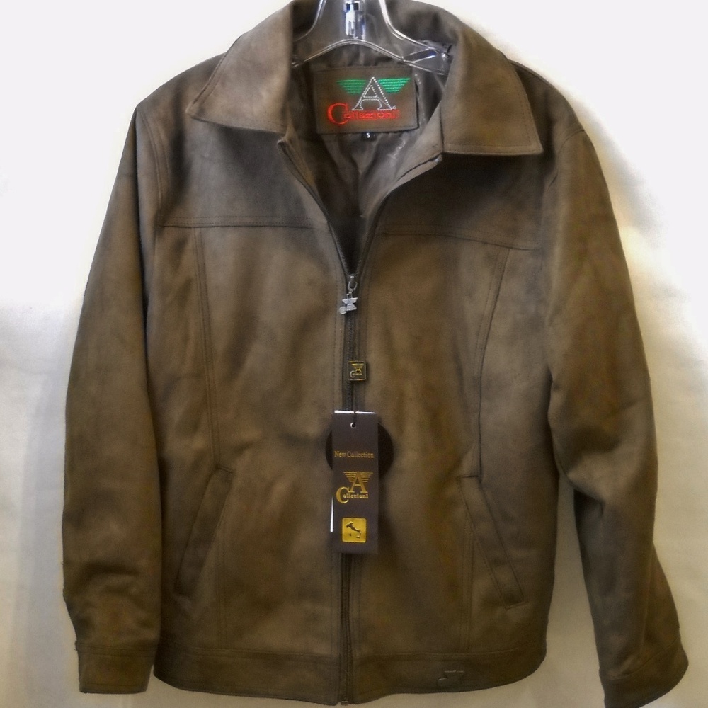 A Collezioni Brown Jacket New Collection Coat Zipper Pockets Lined Size S Italy